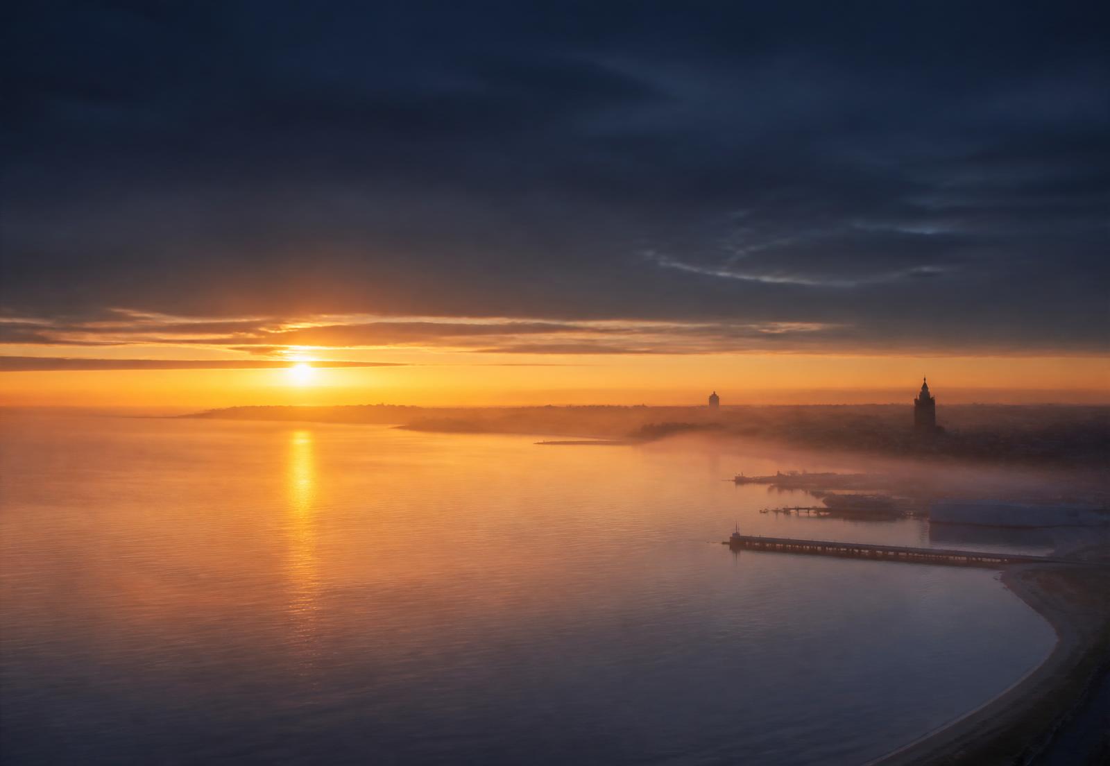 Sunrise over the Öresund near Helsingborg